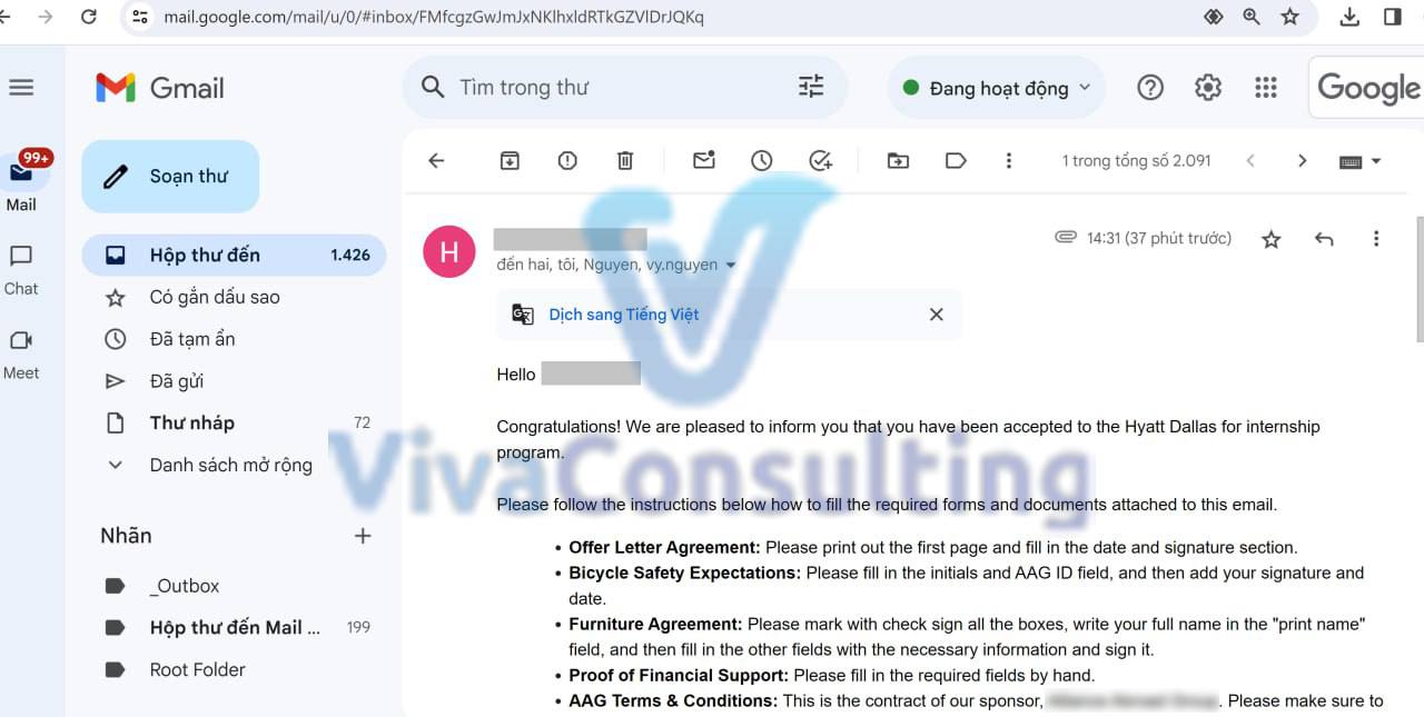 CÚ CHỐT DEAL VỚI THỰC TẬP SINH “NHANH NHƯ GIÓ” TỪ TẬP ĐOÀN HYATT 4 Chiếc mail mà thực tập sinh J1 nào cũng mong muốn nhận được