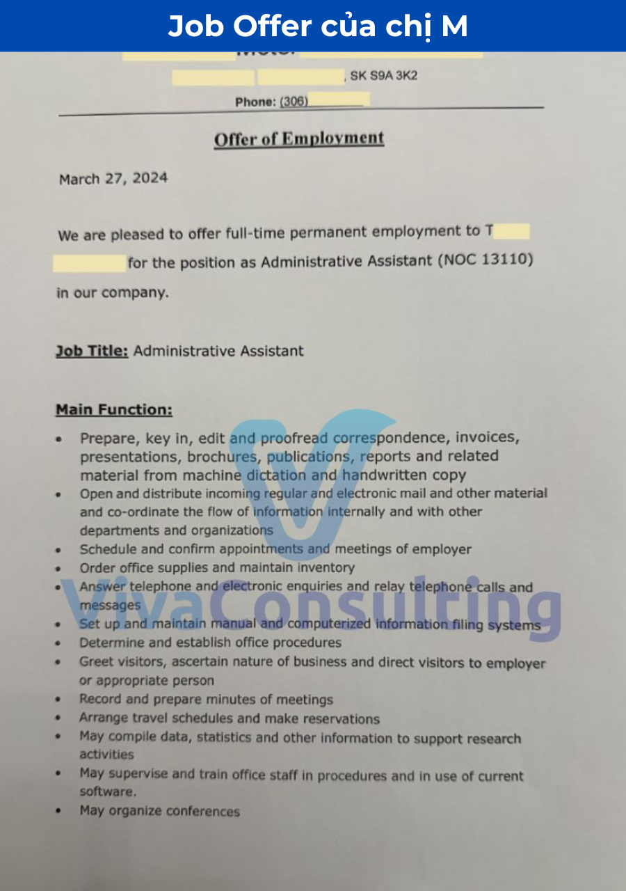 Job Offer cua chi My